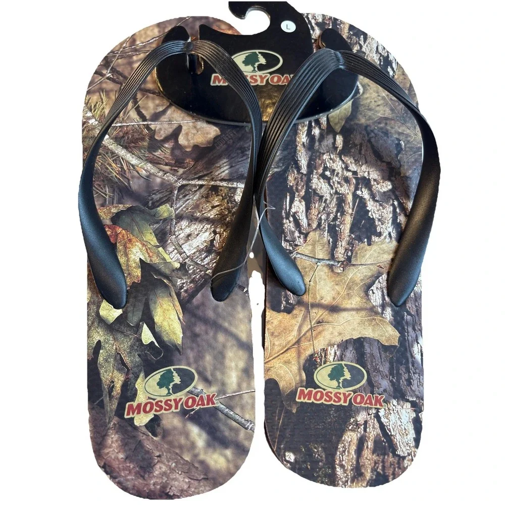 NWT Mossy Oak Camouflage Men's size L (11-12) Cushioned Flip Flops‎ Sandals